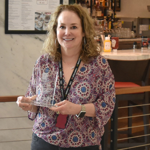 Cheri Cernak in front of R&R Seafood