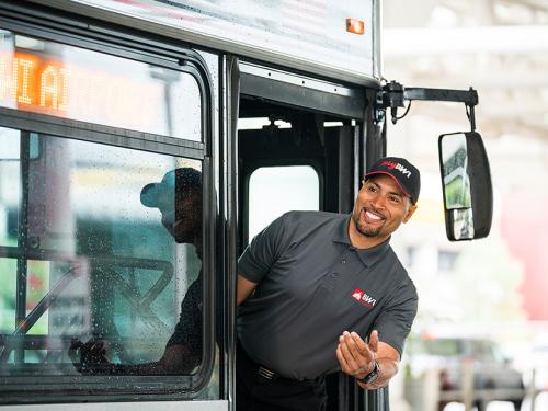 A BWI Marshall Airport Shuttle with driver ready to help!