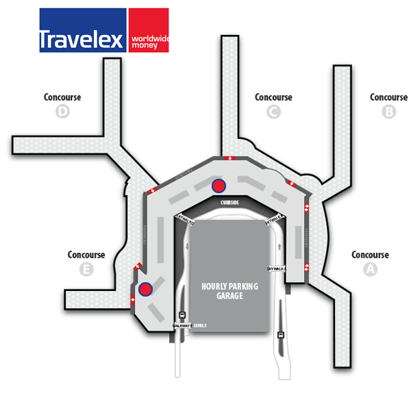 Travelex map for currency exchange locations